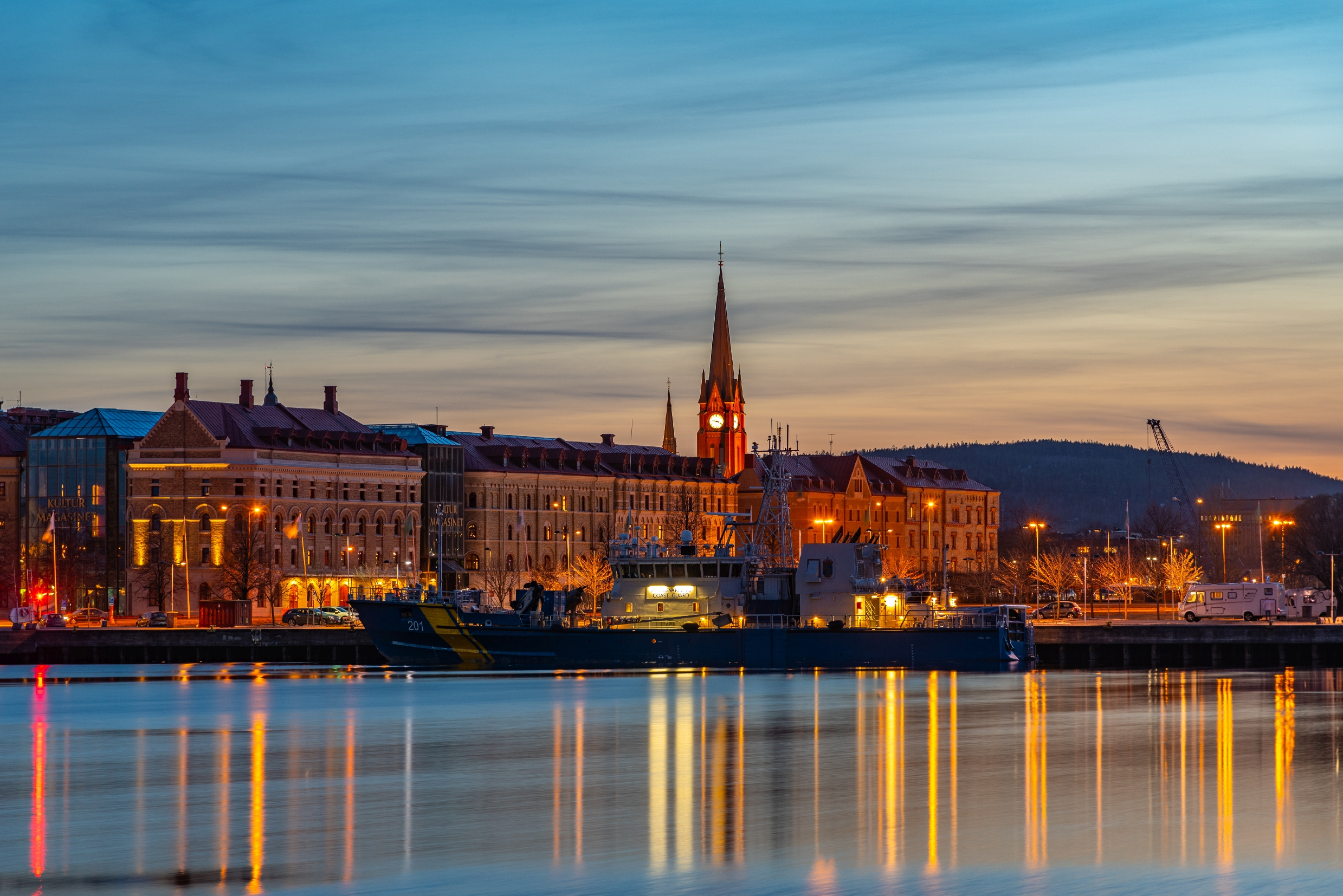 Sundsvall,,Sweden,,April,18,,2019:,Sunset,Cityscape,Of,Sundsvall,In